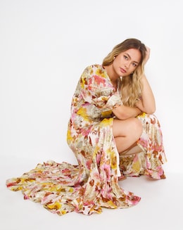 Jo by Joanna Hope Tie Waist Floral Jacquard Maxi Dress