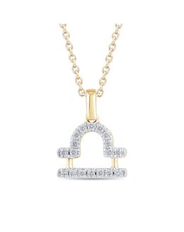 9ct Gold Diamond Libra Pendant on 18 inch chain