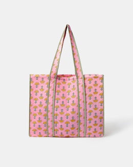 Accessorize Floral Block Print Quilted Tote