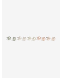 Mood Coloured Pearl Stud Earrings - Pack Of 5