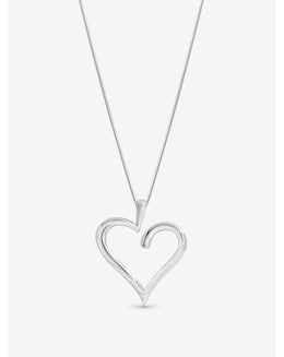 Simply Silver Sterling Silver 925 Polished Open Heart Pendant - Gift Pouch