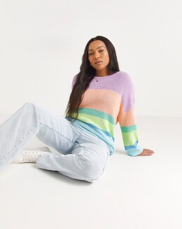 Multi Stripe Twisted Yarn Jumper