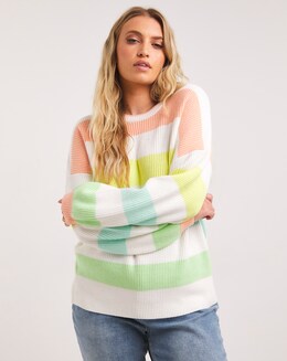 Multi Coloured Fisherman Rib Jumper