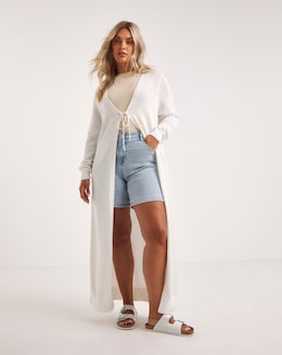Cream Crochet Maxi Cardigan