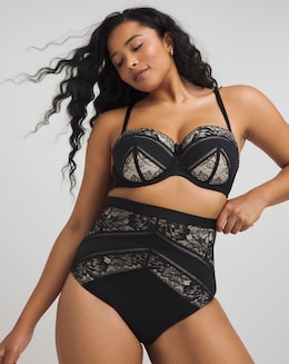 MAGISCULPT Firm Tummy Control Lace And Mesh Waist Nipper Brief - Black