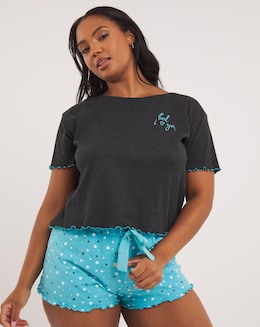 Boux Avenue Bed I Love You Ribbed Tee and Shorts Pyjama Set