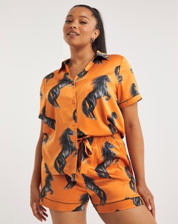 Chelsea Peers Woven Satin Horse Print Short Pyjama Set