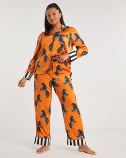 Chelsea Peers Woven Satin Horse Print Long Pyjama Set