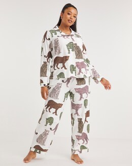 Chelsea Peers Leopard Print Organic Cotton Long Pyjama Set