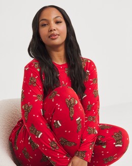 Chelsea Peers Jersey Christmas Ollie Print Long Crew Pyjama Set