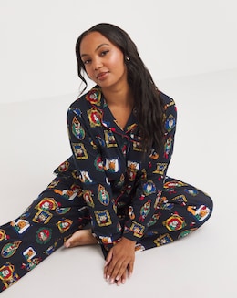 Chelsea Peers Xmas Frames Print Organic Cotton Long Pyjama Set