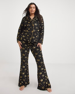 Chelsea Peers Velour Foil Christmas Star Print Pyjama Set