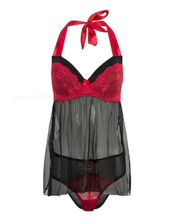 Fantasy Sophia Halter Tie Babydoll Set