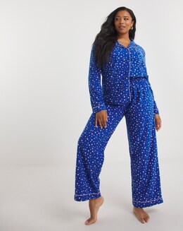 Boux Avenue Blue Star Print Fleece Pyjamas in a Bag