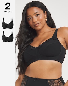 Pretty Secrets Sarah 2 Pack Black/Black Full Cup Non Wired Bras