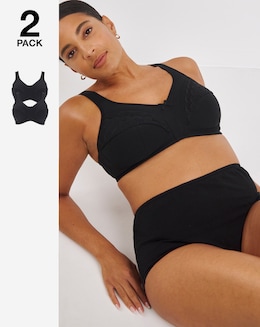 Pretty Secrets Sally 2 Pack Black/Black Minimiser Non Wired Bras C-L Black