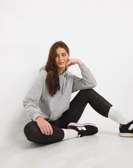 Grey Marl Pull On Seam Detail Hoodie