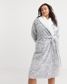 Pretty Secrets Zebra Print Tie Waist Dressing Gown