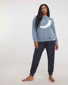 Foil Star Print Cuffed Pyjama Set
