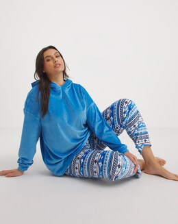 Fleece Hoodie and Fairisle Jogger Pyjama Lounge Set