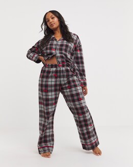 Pretty Secrets Christmas Scotty Dog Button Through Pyjama Set With Eye Mask