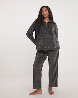Velour Animal Jacquard Wide Leg Lounge Set