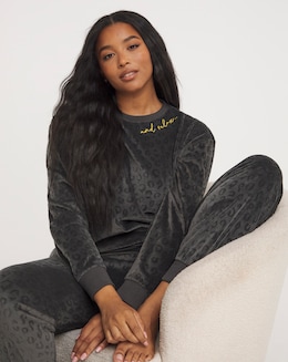 Velour Animal Jacquard Sweatshirt Lounge Set