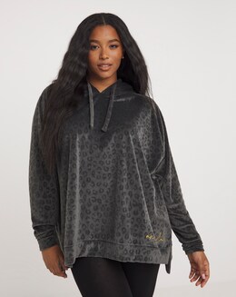 Velour Animal Jacquard Oversized Hoodie