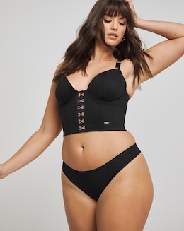 Figleaves Neoprene Underwired Front Fastening Non Padded Corset B-F - Black
