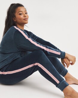 Figleaves Super Soft Fleece Side Stripe Round Neck &amp; Jogger Set
