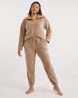 Figleaves Luxury Soft Fleece Lounge Zip Top &amp; Jogger Lounge Set
