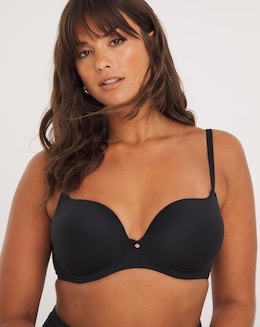 Figleaves Smoothing Sweetheart Full Cup Underwired T-Shirt Bra B-H - Black