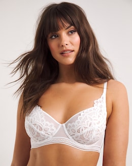 Figleaves Harper Geometric Lace Full Cup Underwired Bra B-G - White