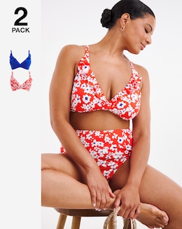 Value 2 Pack Ruffle Plunge Bikini Tops