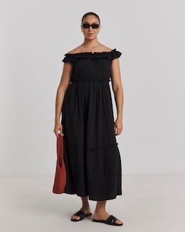 Cheesecloth Maxi Bardot Beach Dress