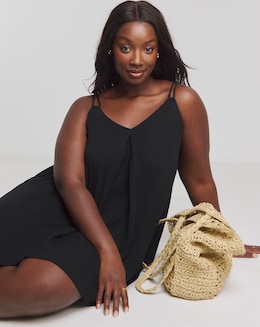 Beach to Beach Black Strappy Mini Beach Dress