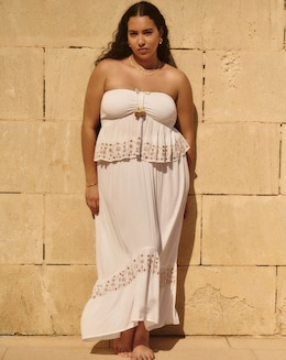 Simply Be Dip Hem Beach Skirt and Top Co-Ord