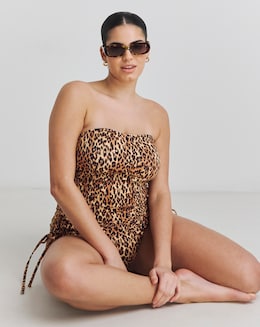 Simply Be Leopard Print Bandeau Tankini Top