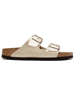 Birkenstock Arizona Birko-Flor Gold Two Bar Mules Narrow Width
