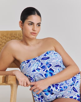 MAGISCULPT Medium Control Floral Print Bandeau Blouson Top