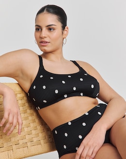 Simply Be Embroidered Spot Shirred Bikini Set