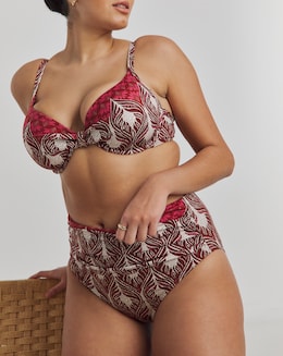 High Waist Tummy Control Ikat Print Bikini Brief