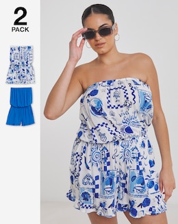 2 Pack Value Bandeau Beach Playsuits