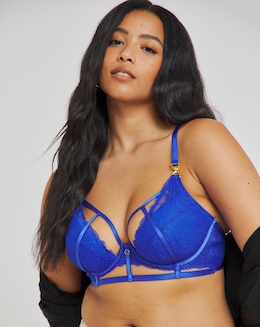 Figleaves Layla Lace And Strapping Balcony Bra B-G