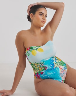 Simply Be Positano Print Bandeau Swimsuit