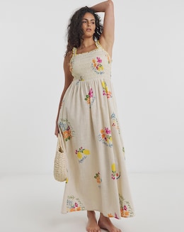 Simply Be Cotton Shirred Maxi Beach Dress