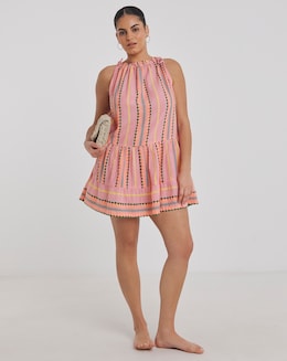 Beach to Beach Jacquard Stripe Mini Beach Dress
