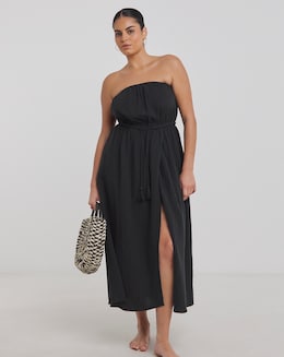 Beach to Beach Cotton Bandeau Beach Midi Dress