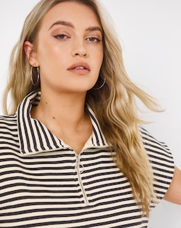 Navy and Ivory Sleeveless Stripe Sweatshirt