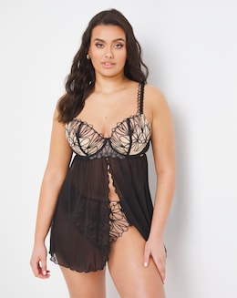 Figleaves Curve Artistry Embroidery Underwired Quarter Pad Babydoll